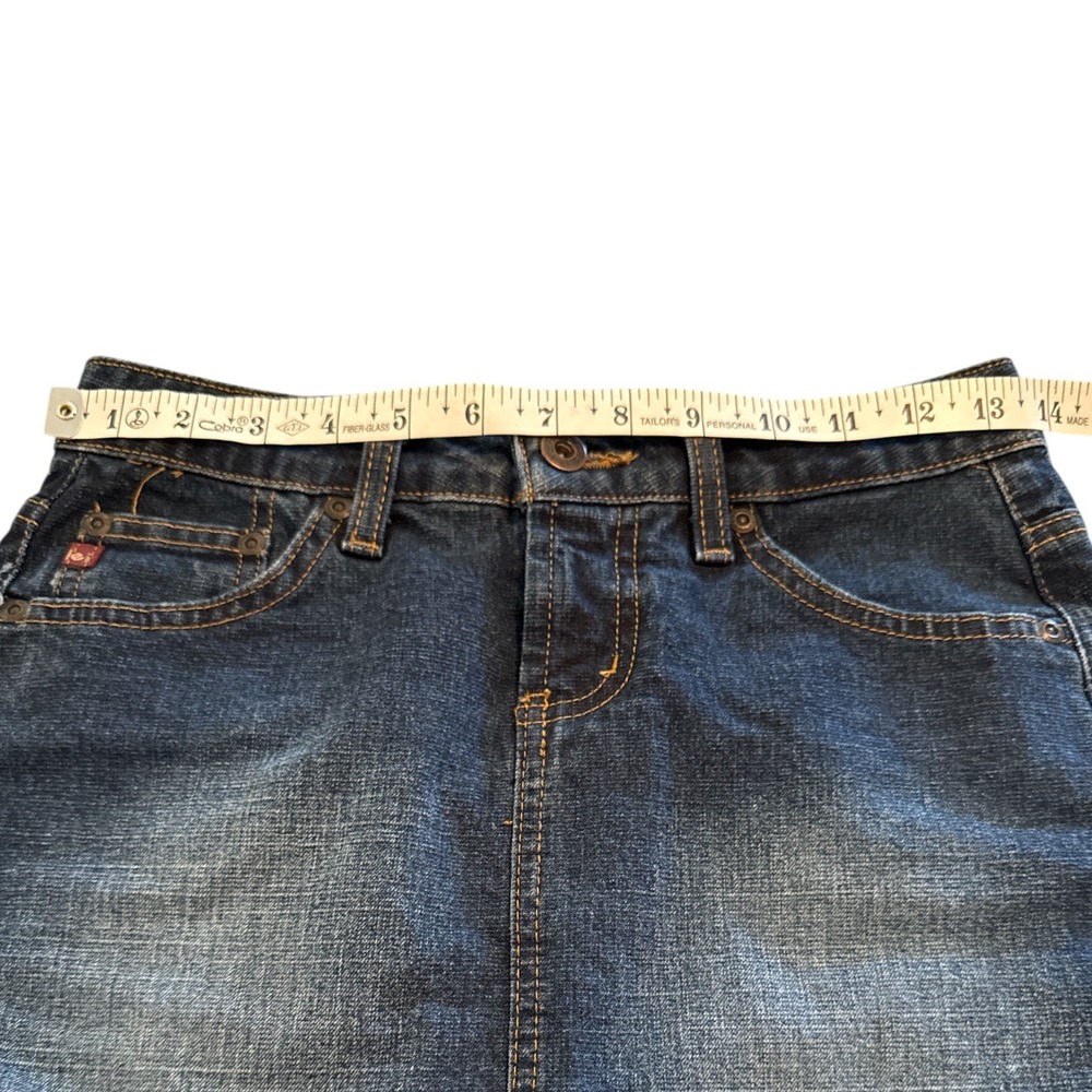 lei Womens Denim Mini Skirt Size 1 Blue Medium Wash Stretch Retro 80's - Picture 6 of 7